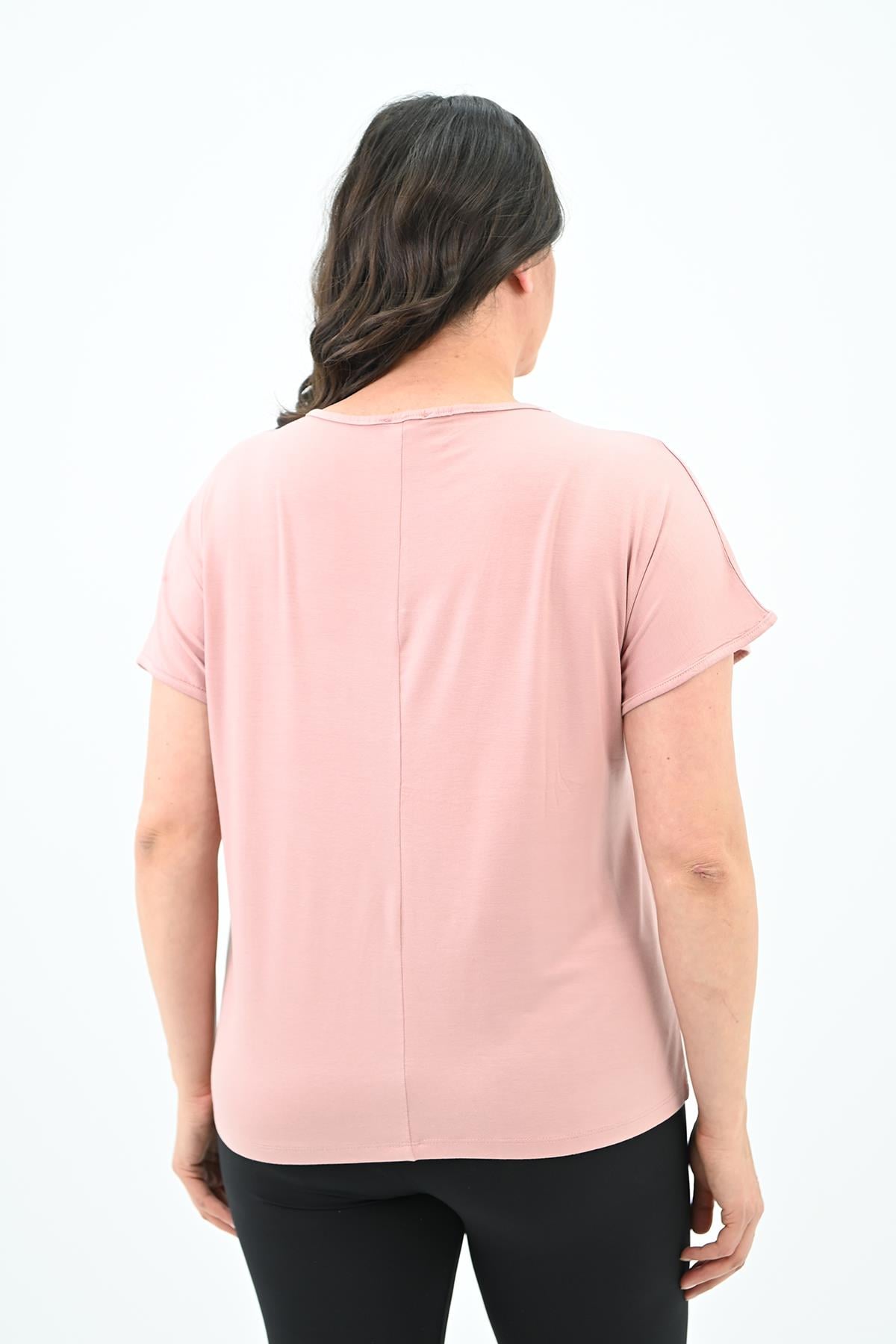 Kadın V Yaka Büyük Beden T-shirt 1486-23