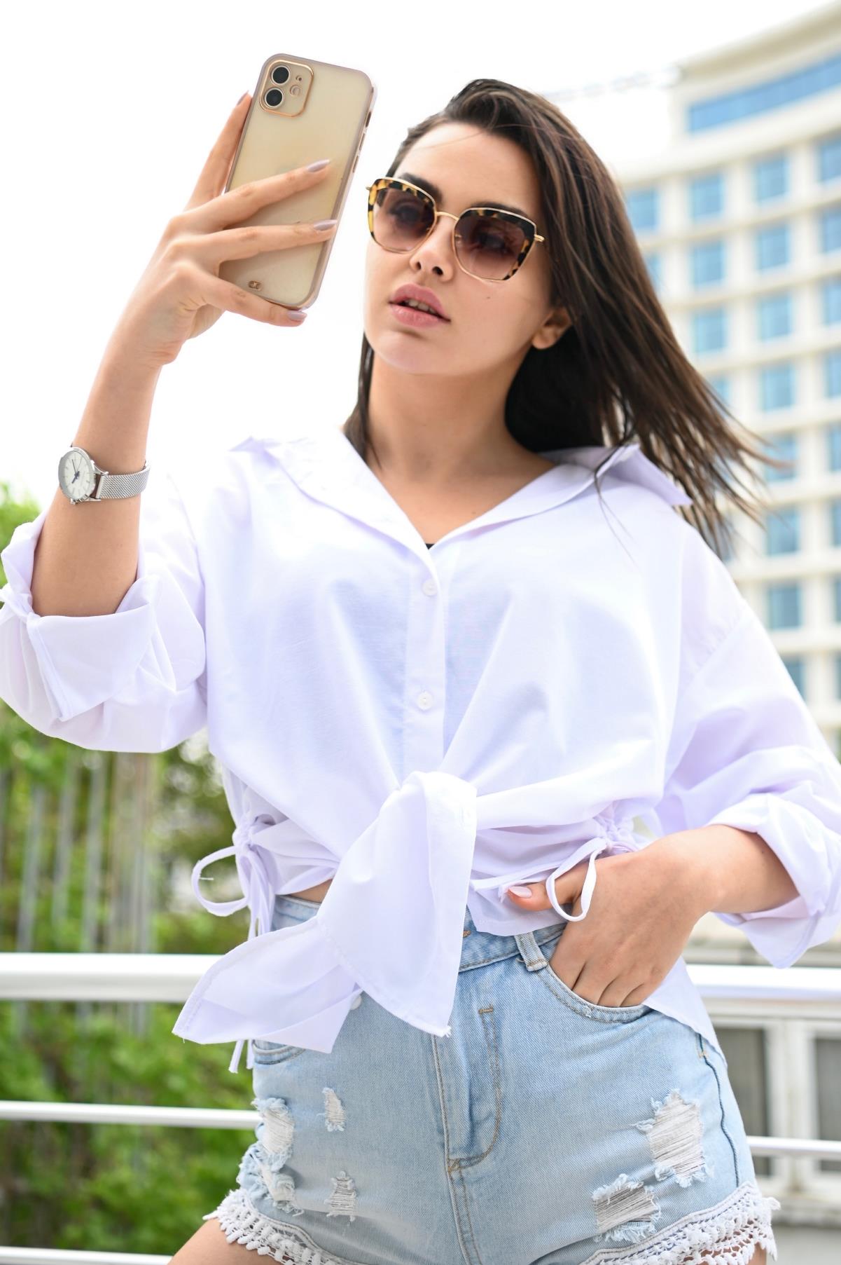 Kadın Yan Büzgülü Gömlek 1212-22