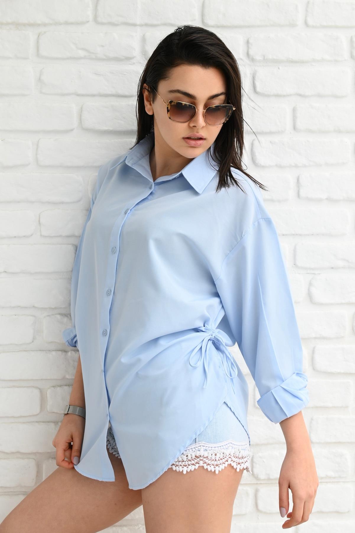 Kadın Yan Büzgülü Gömlek 1212-22