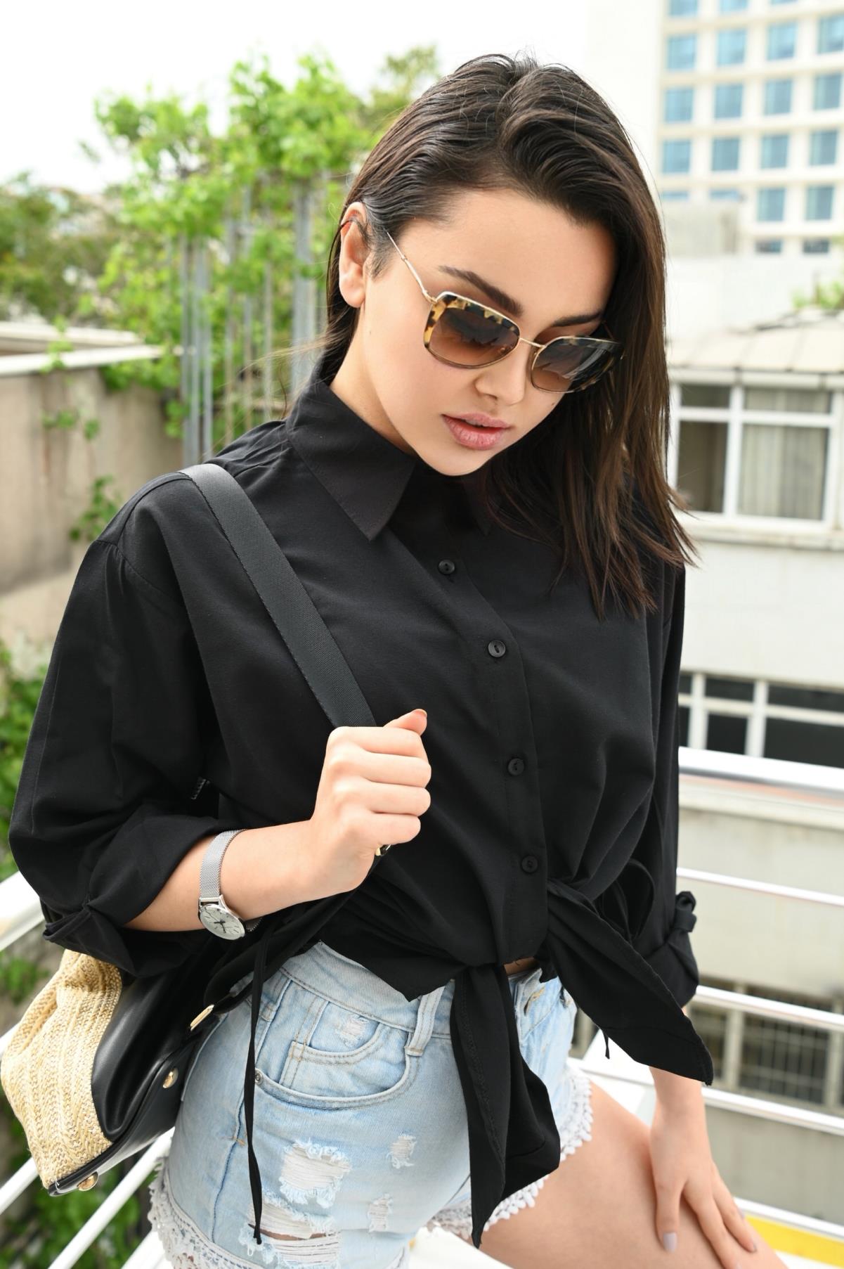 Kadın Yan Büzgülü Gömlek 1212-22