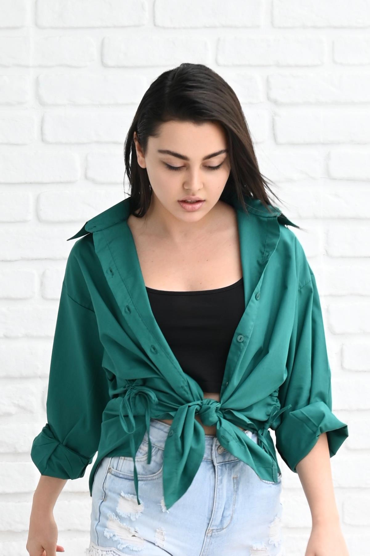 Kadın Yan Büzgülü Gömlek 1212-22