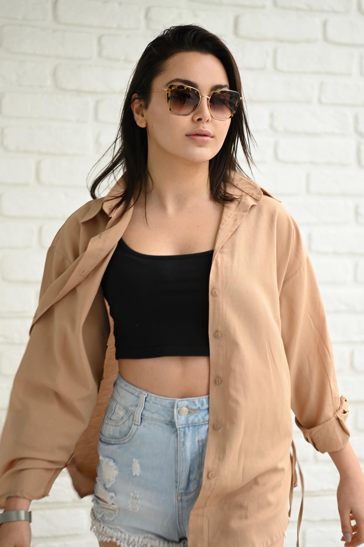 Kadın Yan Büzgülü Gömlek 1212-22