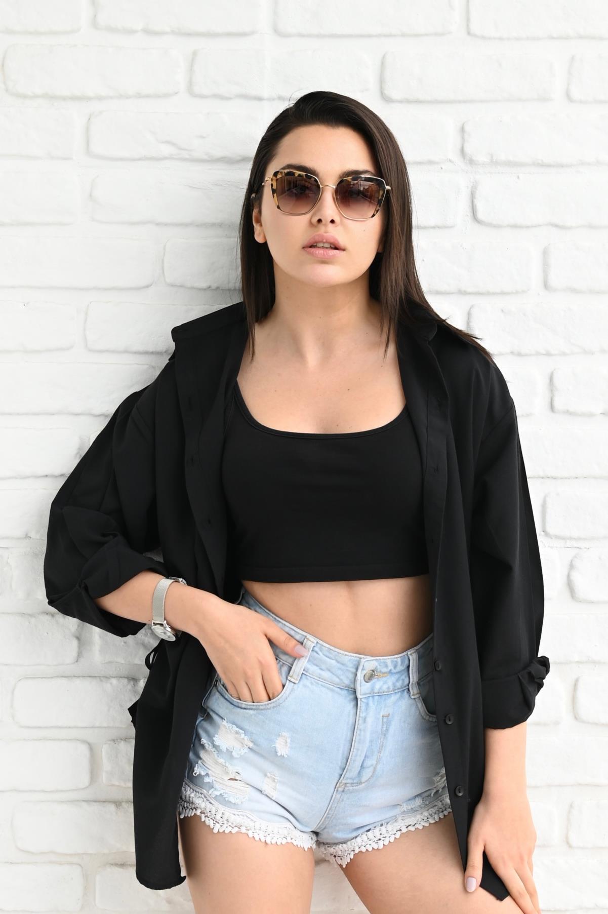 Kadın Yan Büzgülü Gömlek 1212-22