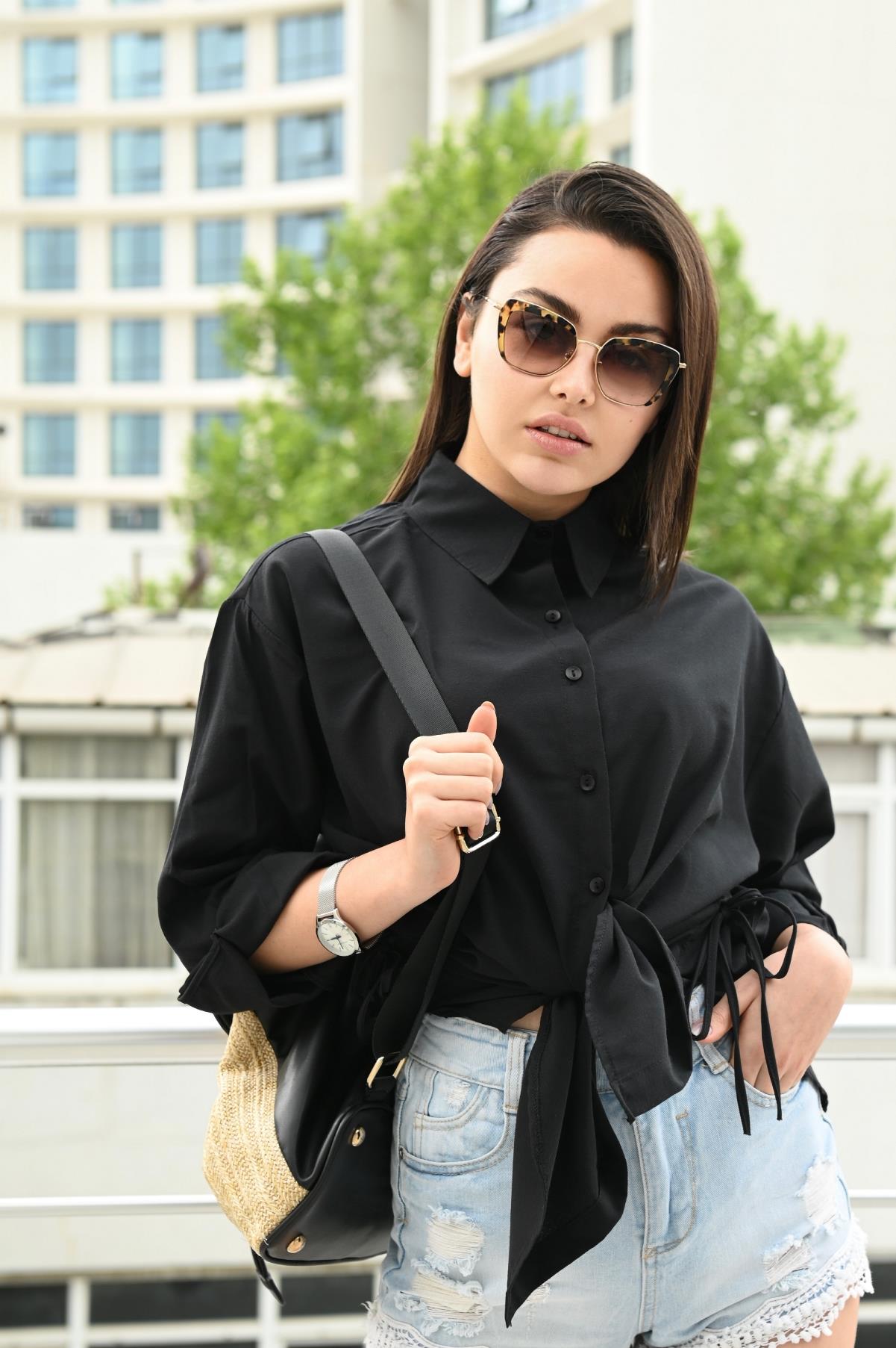 Kadın Yan Büzgülü Gömlek 1212-22