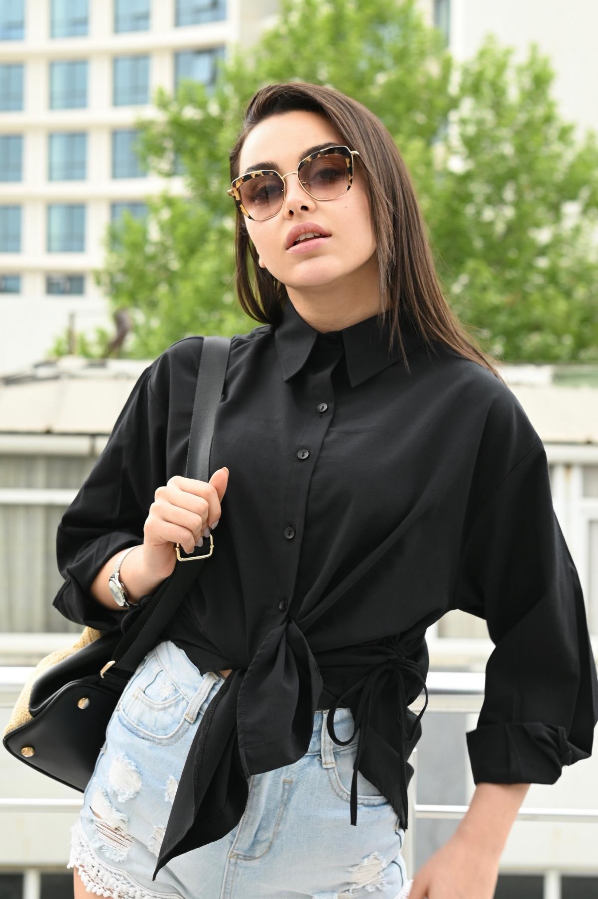 Kadın Yan Büzgülü Gömlek 1212-22