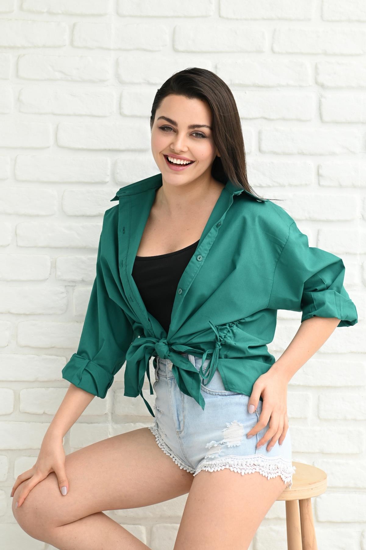 Kadın Yan Büzgülü Gömlek 1212-22