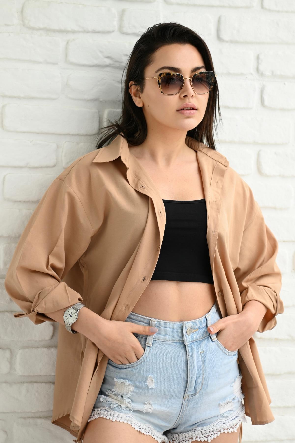 Kadın Yan Büzgülü Gömlek 1212-22