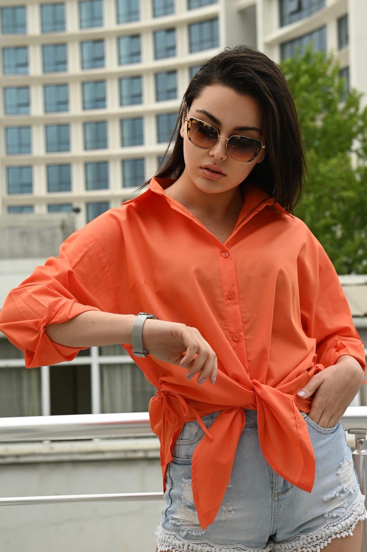 Kadın Yan Büzgülü Gömlek 1212-22