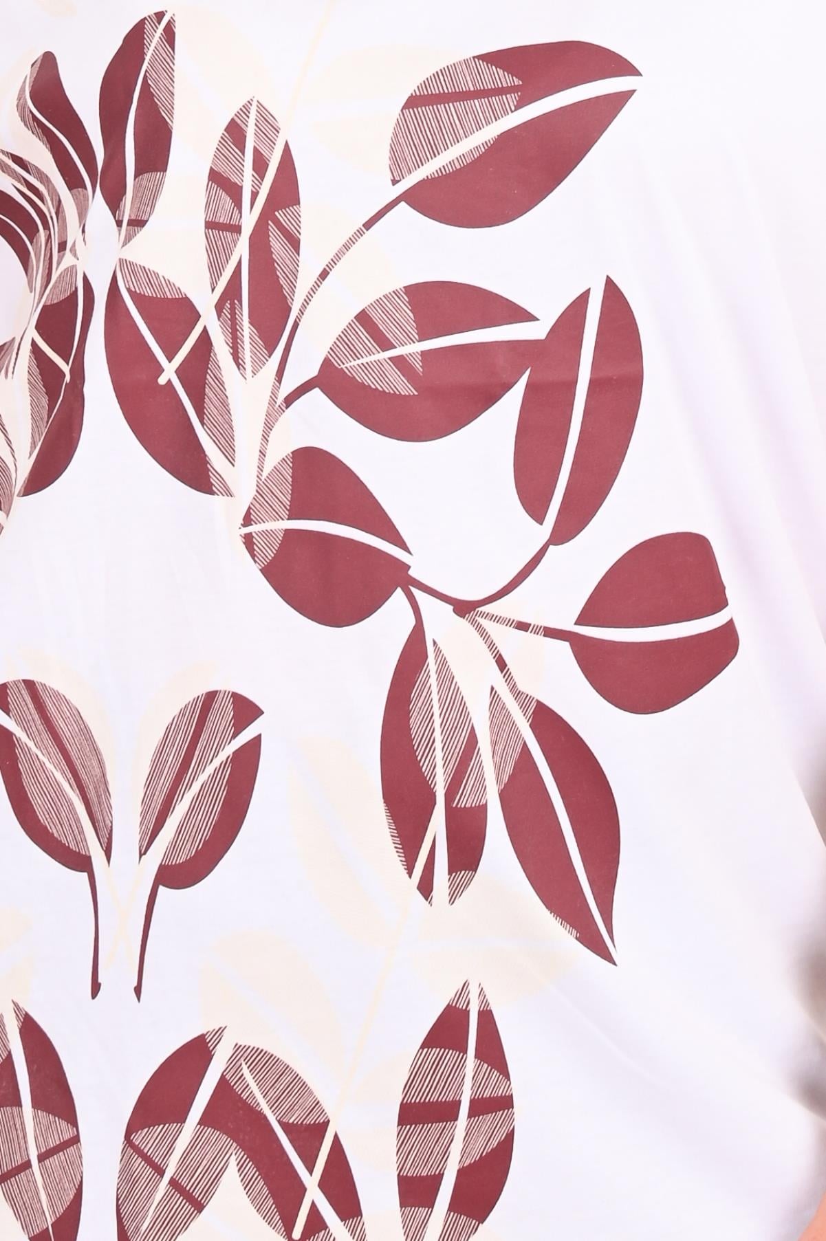 Kadın Yaprak Desenli Büyük Beden T-shirt 1308-22