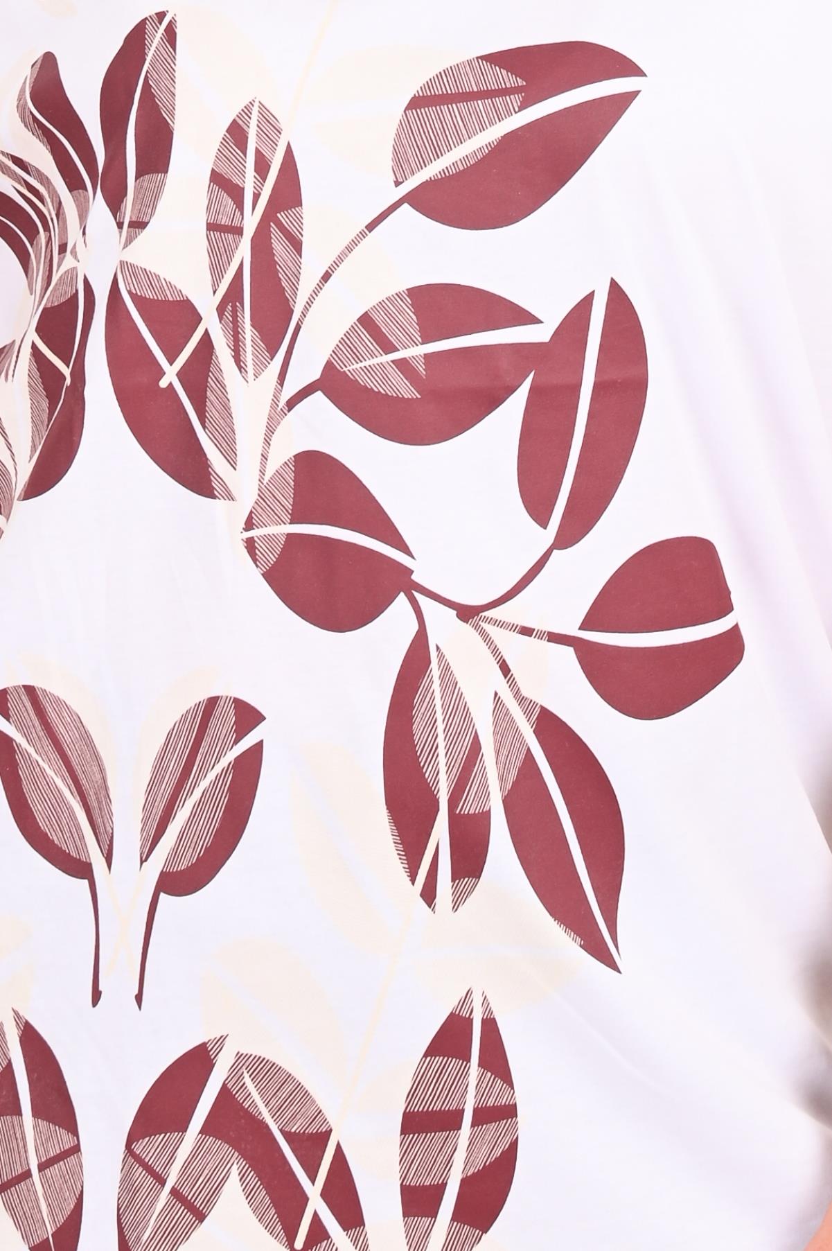 Kadın Yaprak Desenli Büyük Beden T-shirt 1308-22