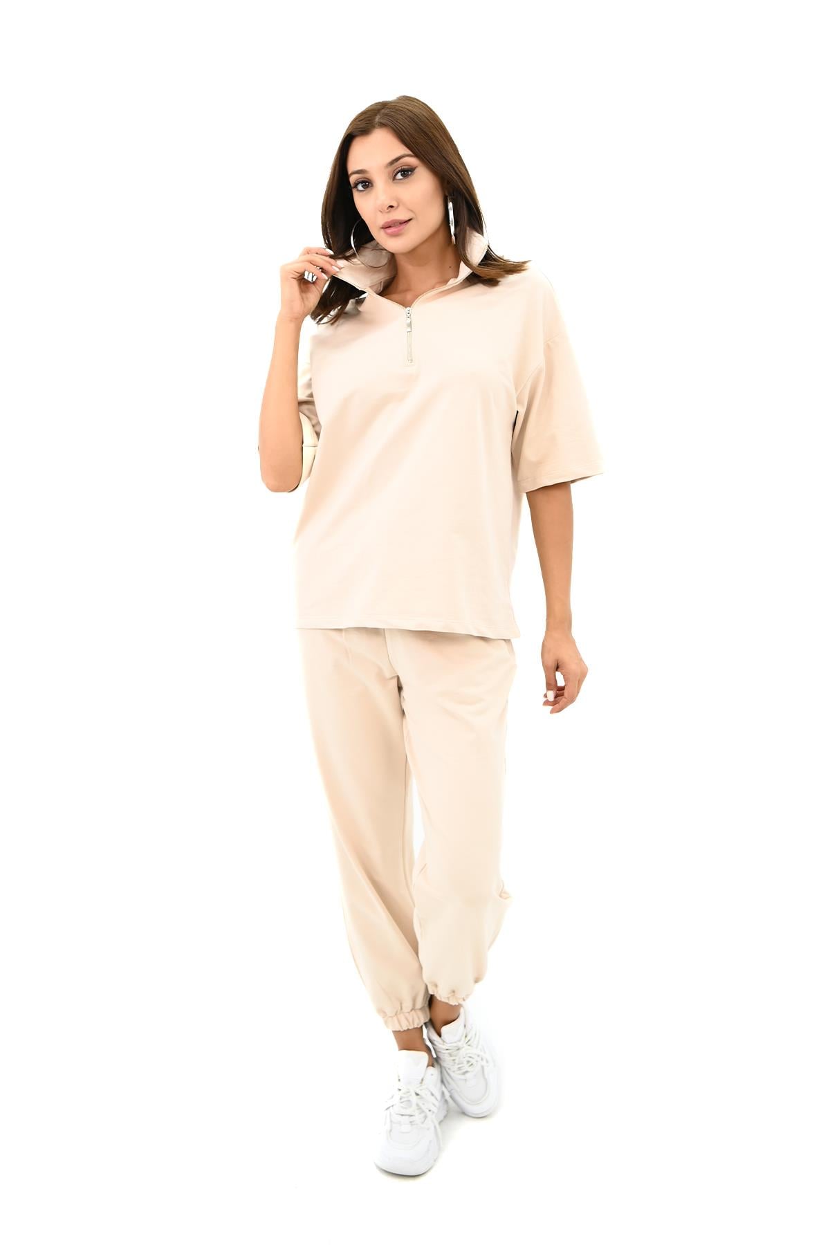 Kadın Yarım Fermuar Detaylı Eşofman Takımı 3805-23