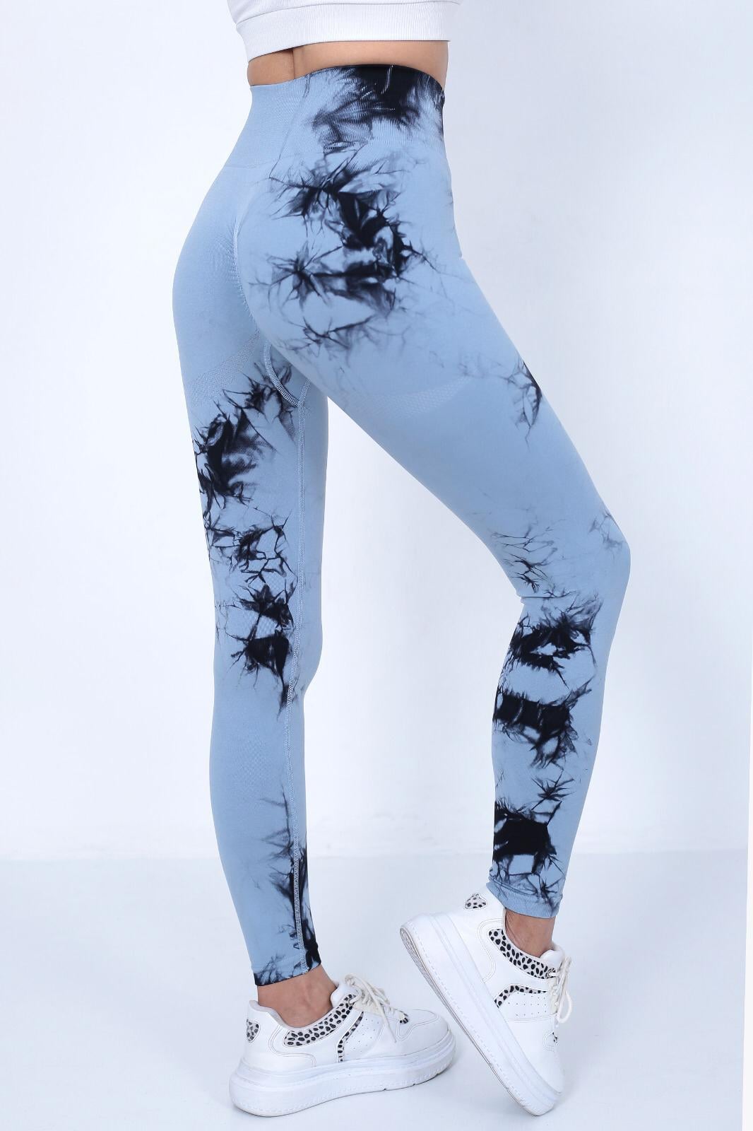 Kadın Yüksek Bel Batik Desenli Toparlayıcı Fitness 16160 0031-25
