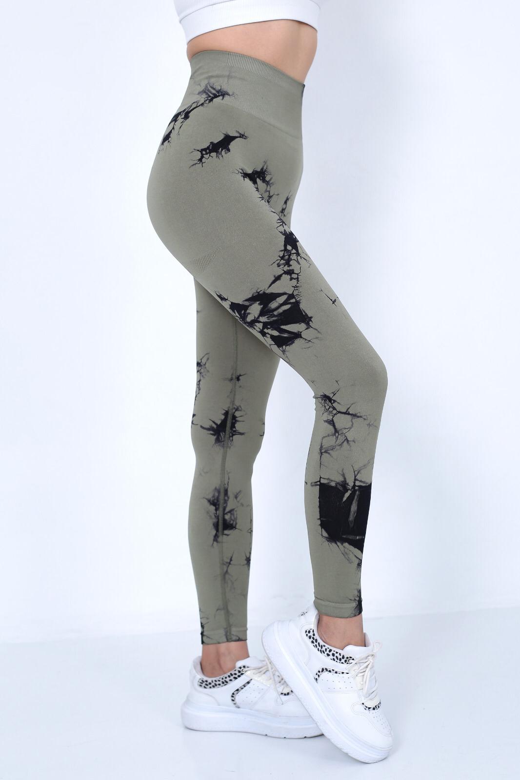 Kadın Yüksek Bel Batik Desenli Toparlayıcı Fitness 16160 0031-25