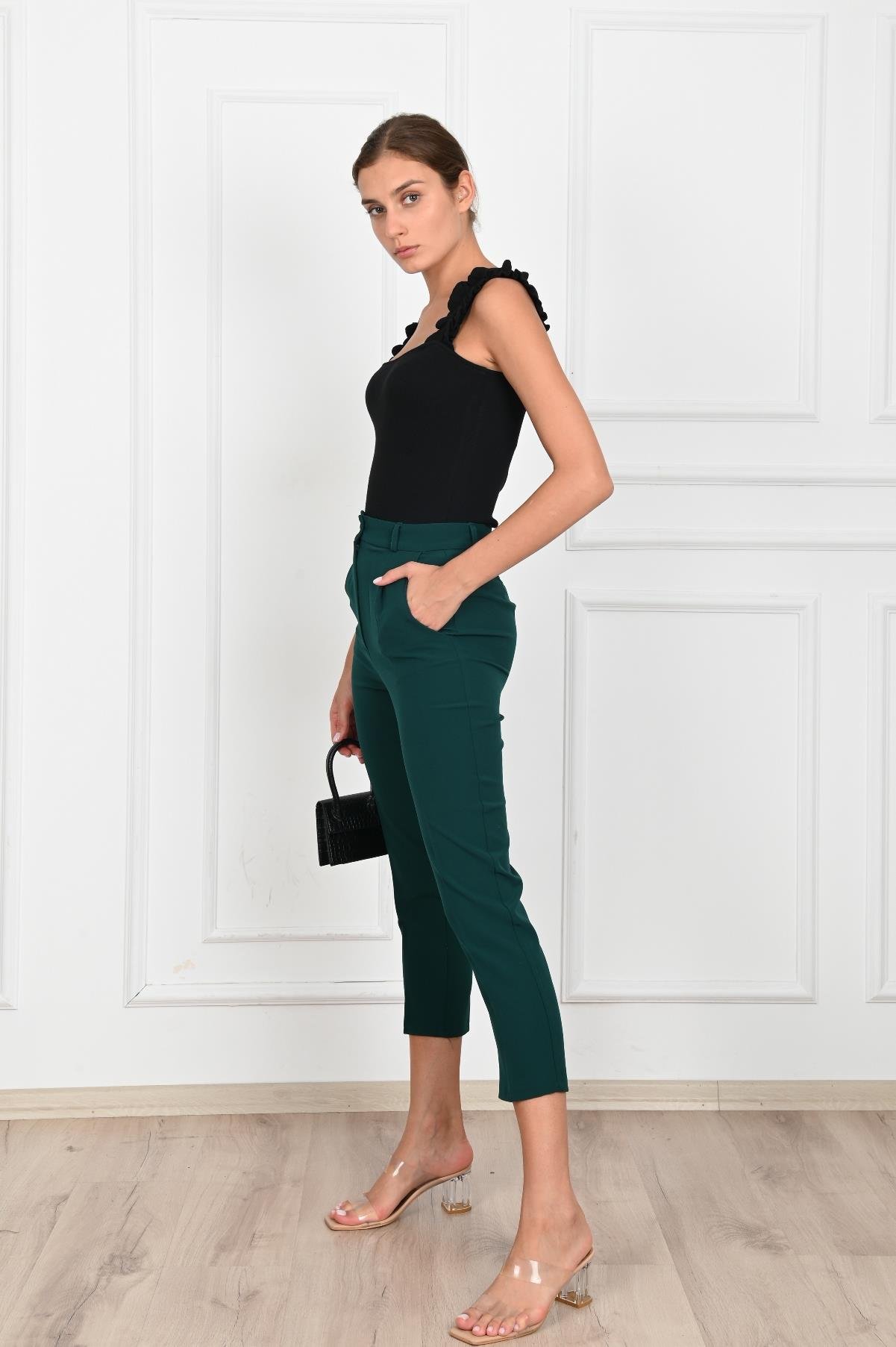 Kadın Yüksek Bel Klasik Kumaş Pantolon 6130-23