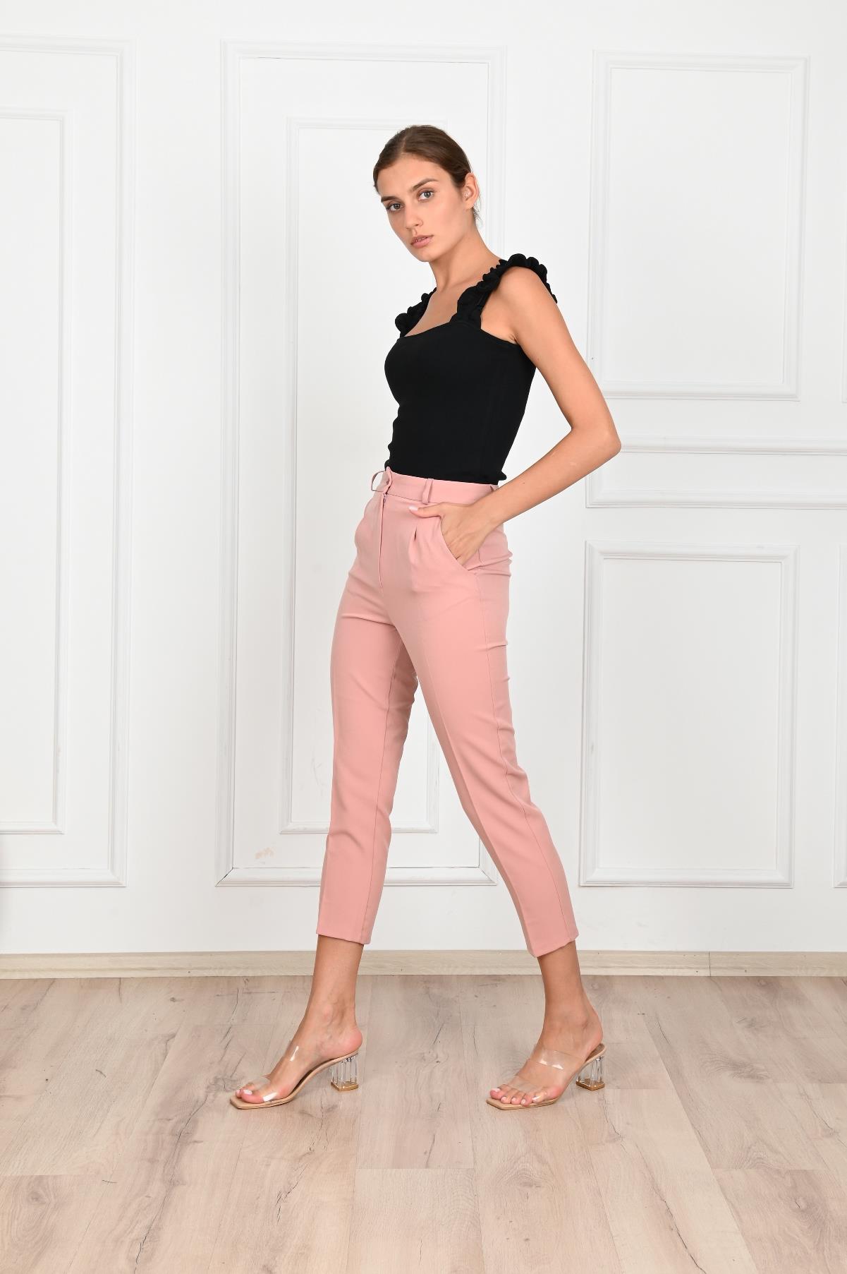 Kadın Yüksek Bel Klasik Kumaş Pantolon 6130-23