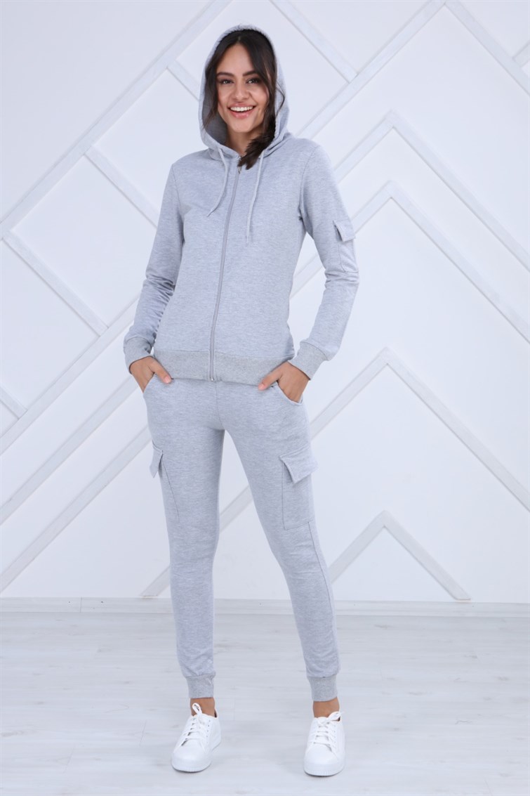 Kapşonlu Kargo Cepli Eşofman Takımı