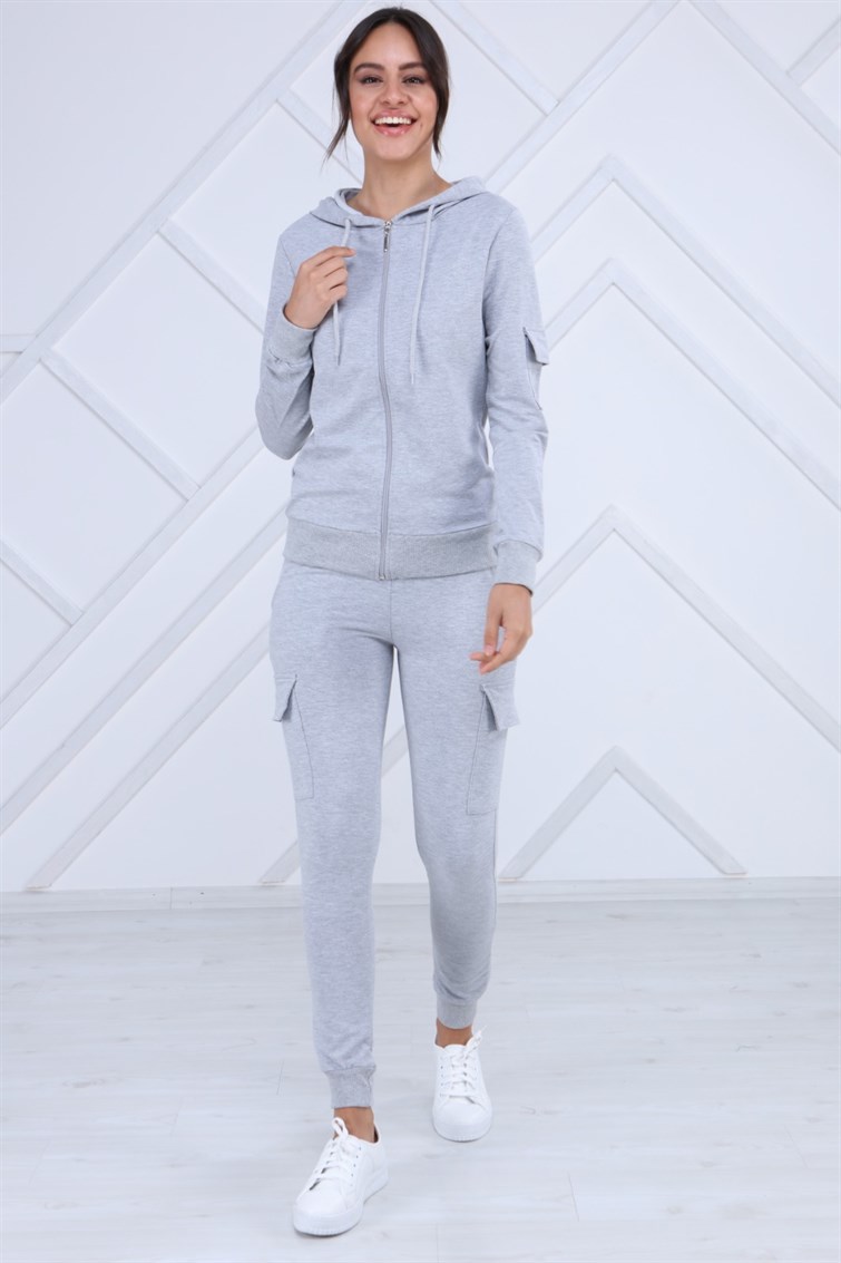 Kapşonlu Kargo Cepli Eşofman Takımı