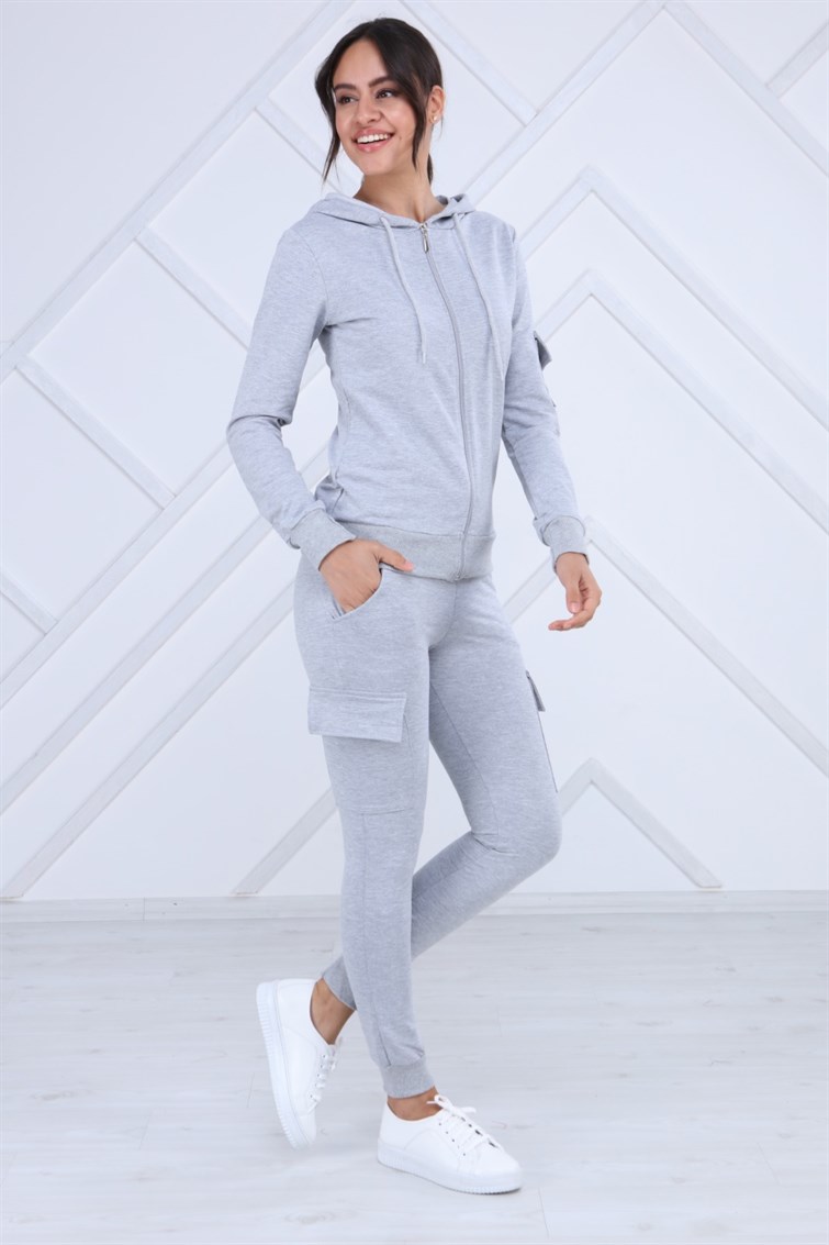 Kapşonlu Kargo Cepli Eşofman Takımı