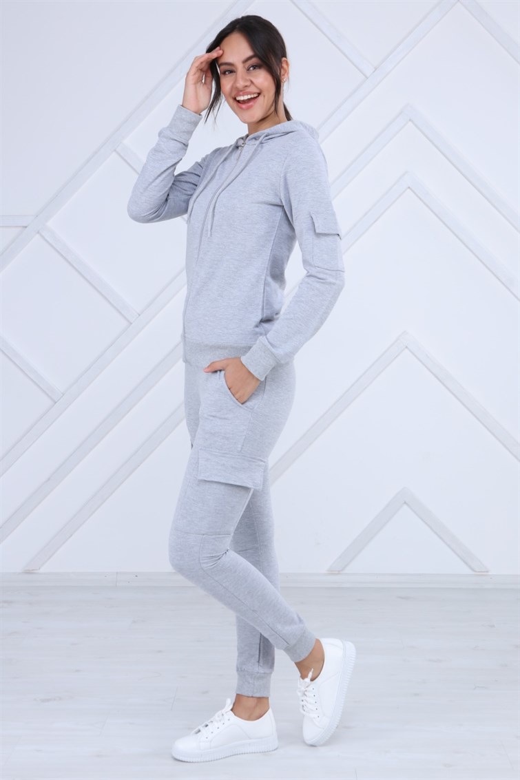 Kapşonlu Kargo Cepli Eşofman Takımı