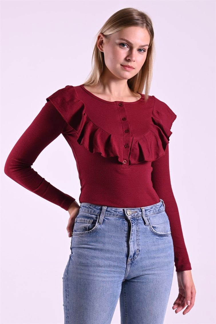Kaşkorse Fırfırlı Bordo Body