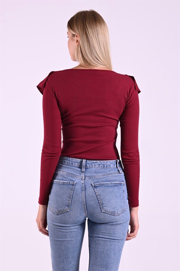 Kaşkorse Fırfırlı Bordo Body