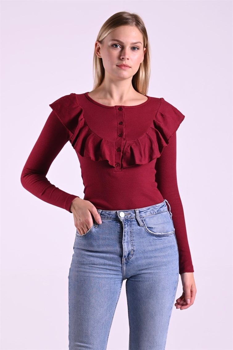 Kaşkorse Fırfırlı Bordo Body