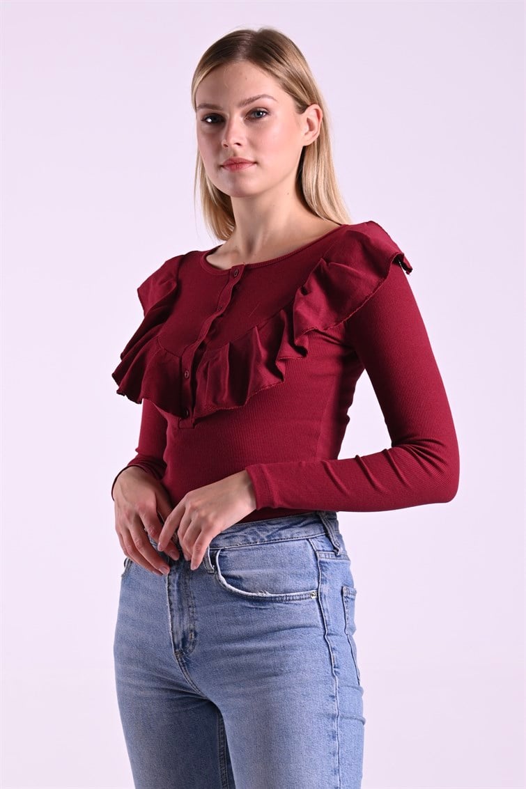 Kaşkorse Fırfırlı Bordo Body
