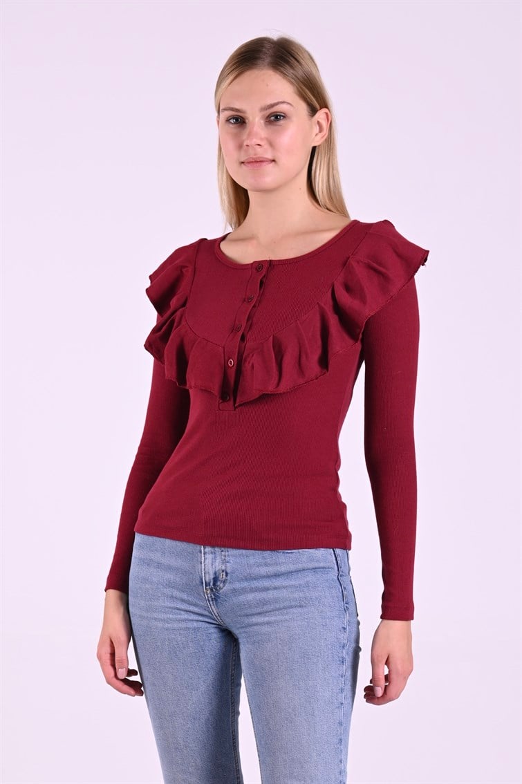 Kaşkorse Fırfırlı Bordo Body