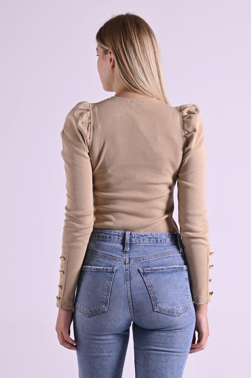 Kaşkorse Kolu Düğme Detaylı Omuzu Balon Body 8641