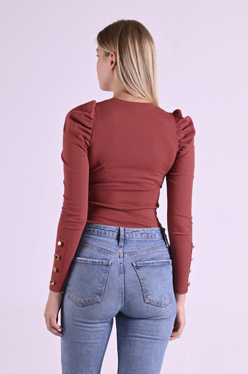 Kaşkorse Kolu Düğme Detaylı Omuzu Balon Body 8641