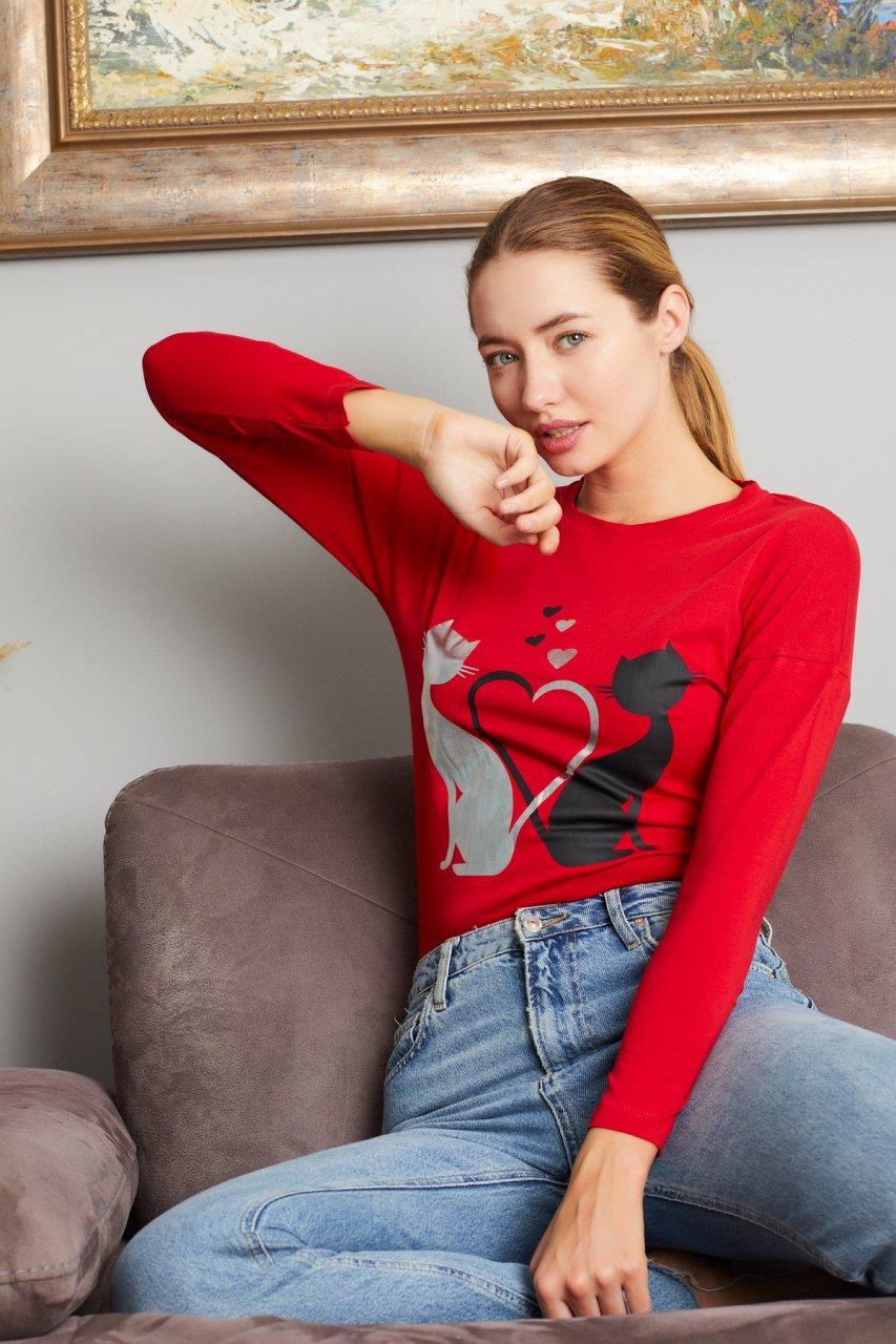 Kedi Baskılı Sweat 9130-5