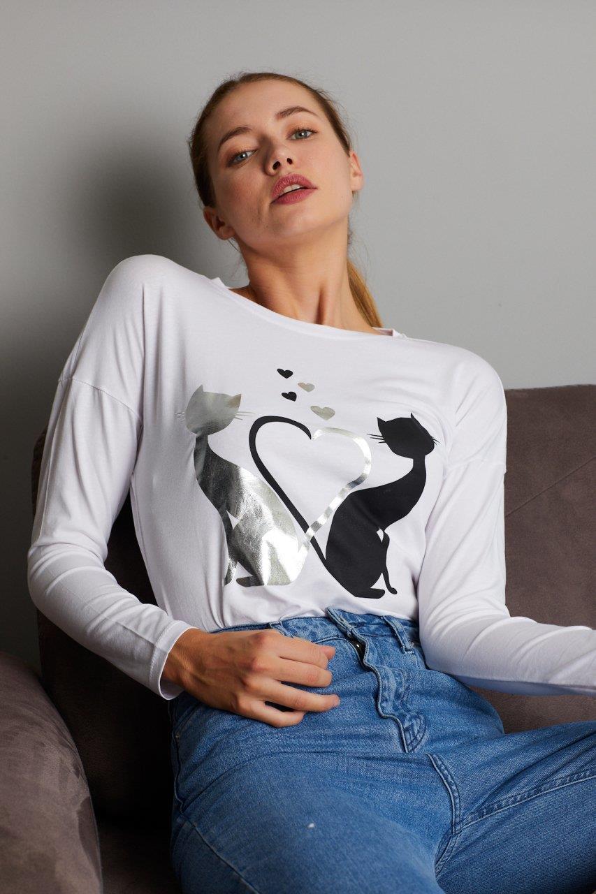 Kedi Baskılı Sweat 9130-5