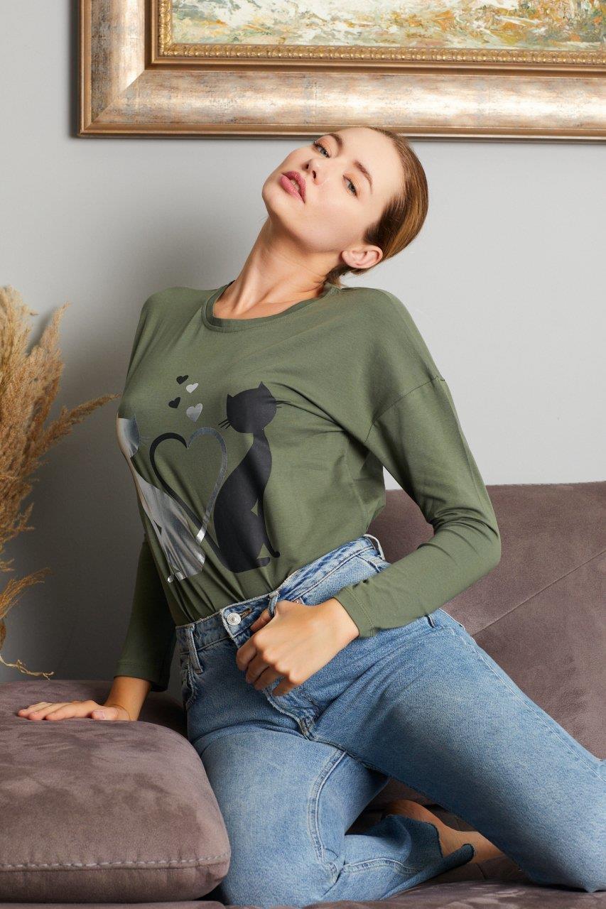 Kedi Baskılı Sweat 9130-5