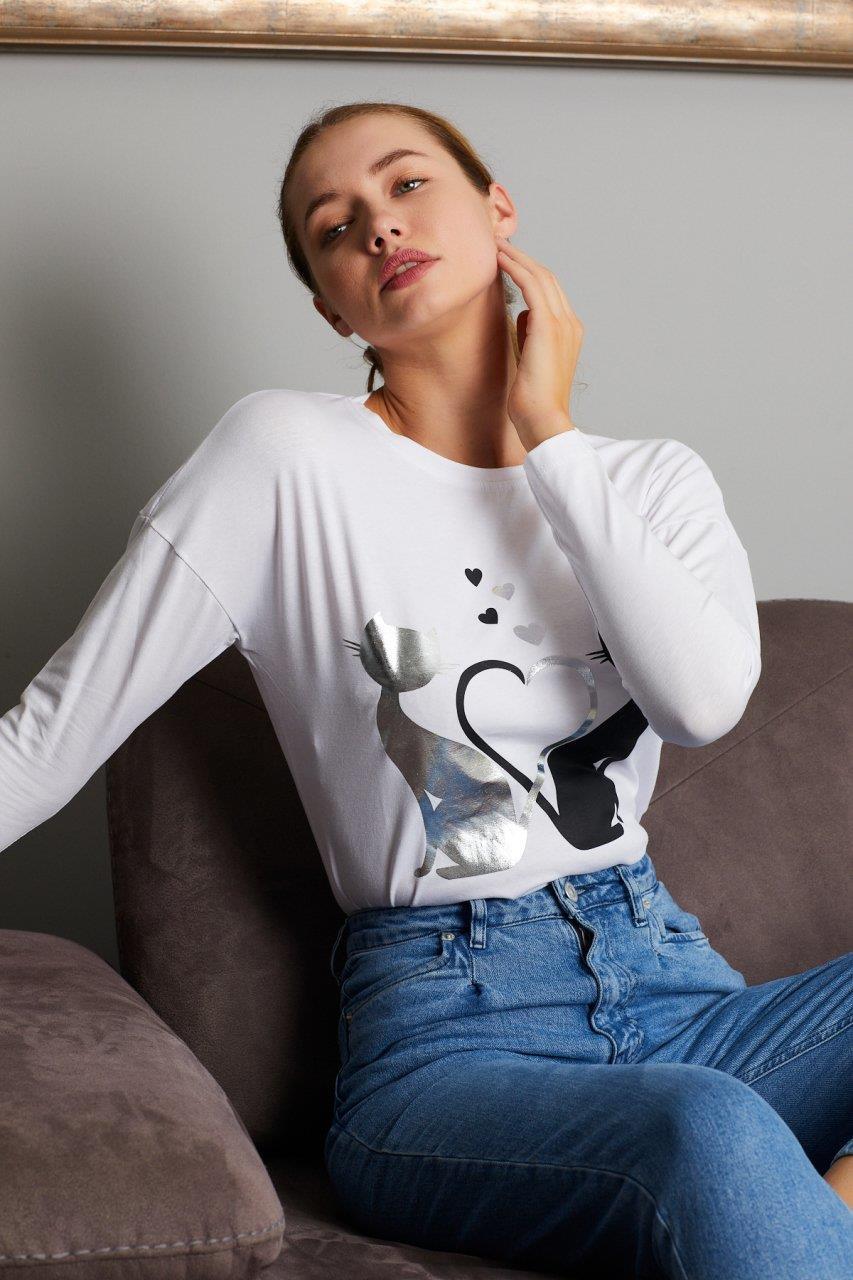 Kedi Baskılı Sweat 9130-5