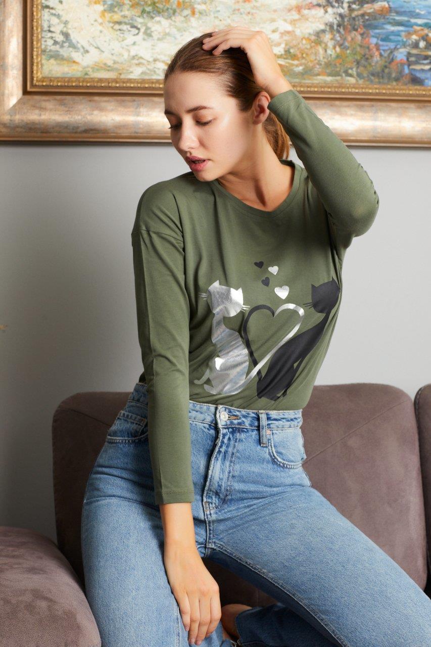 Kedi Baskılı Sweat 9130-5
