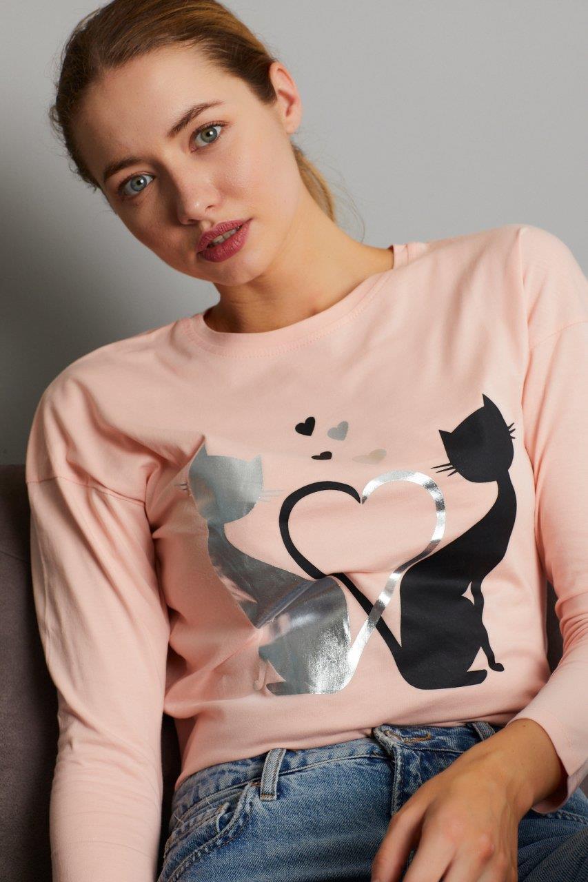 Kedi Baskılı Sweat 9130-5