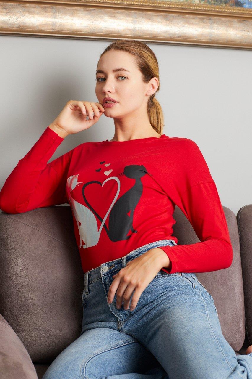Kedi Baskılı Sweat 9130-5