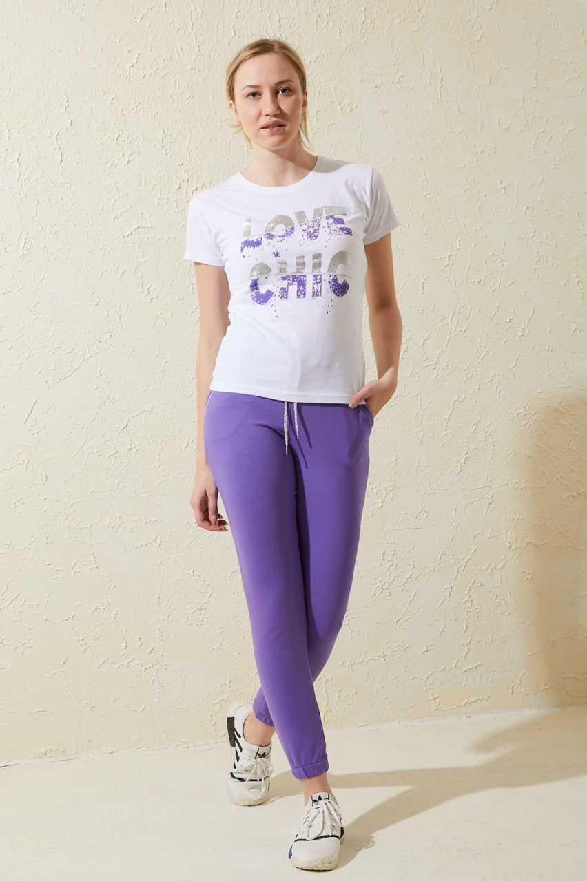 Love Chıc Baskılı Kısa Kollu  Eşofman Takımı 8828