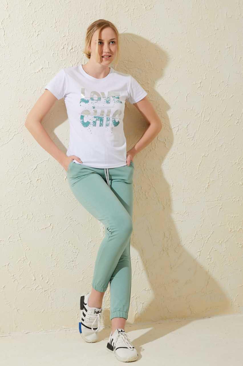 Love Chıc Baskılı Kısa Kollu  Eşofman Takımı 8828