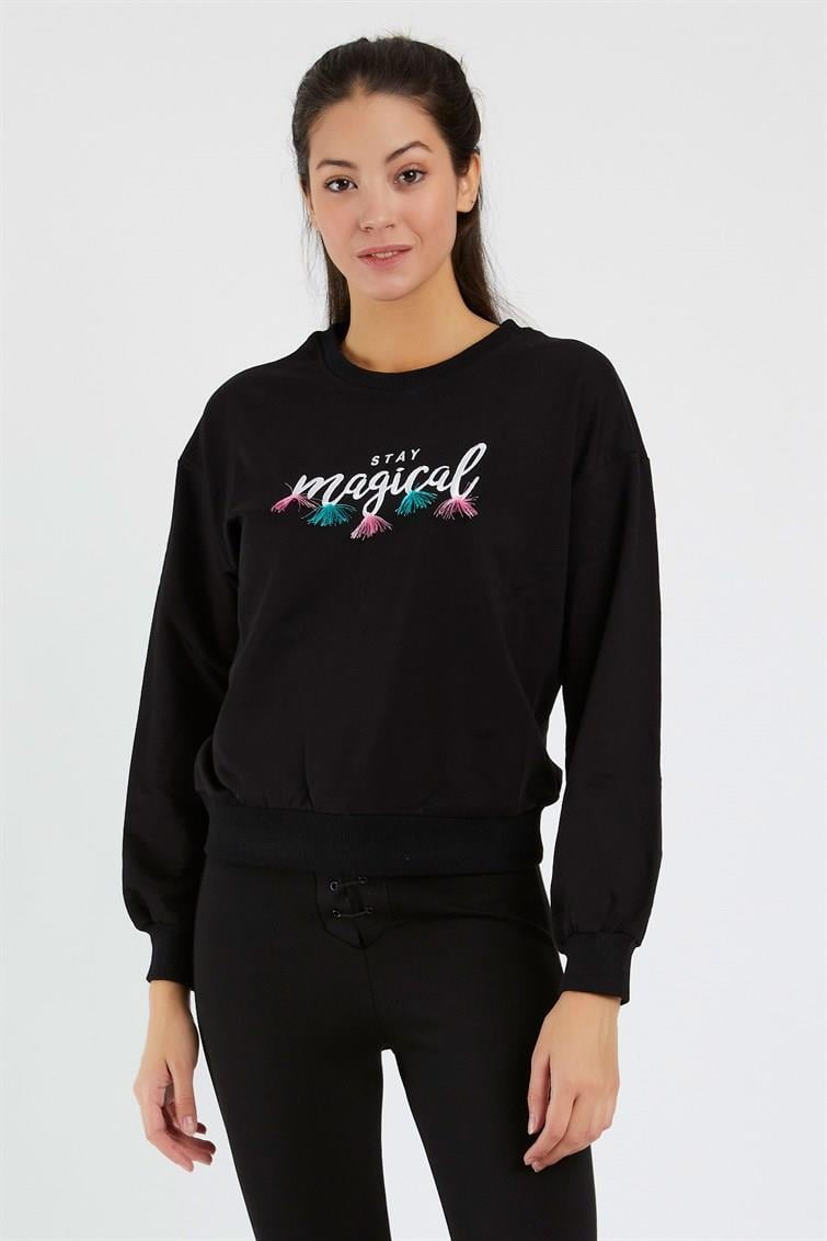 Magical Nakışlı Püsküllü Uzun Kollu Sweat 9099-1