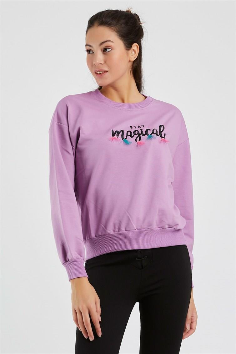 Magical Nakışlı Püsküllü Uzun Kollu Sweat 9099-1