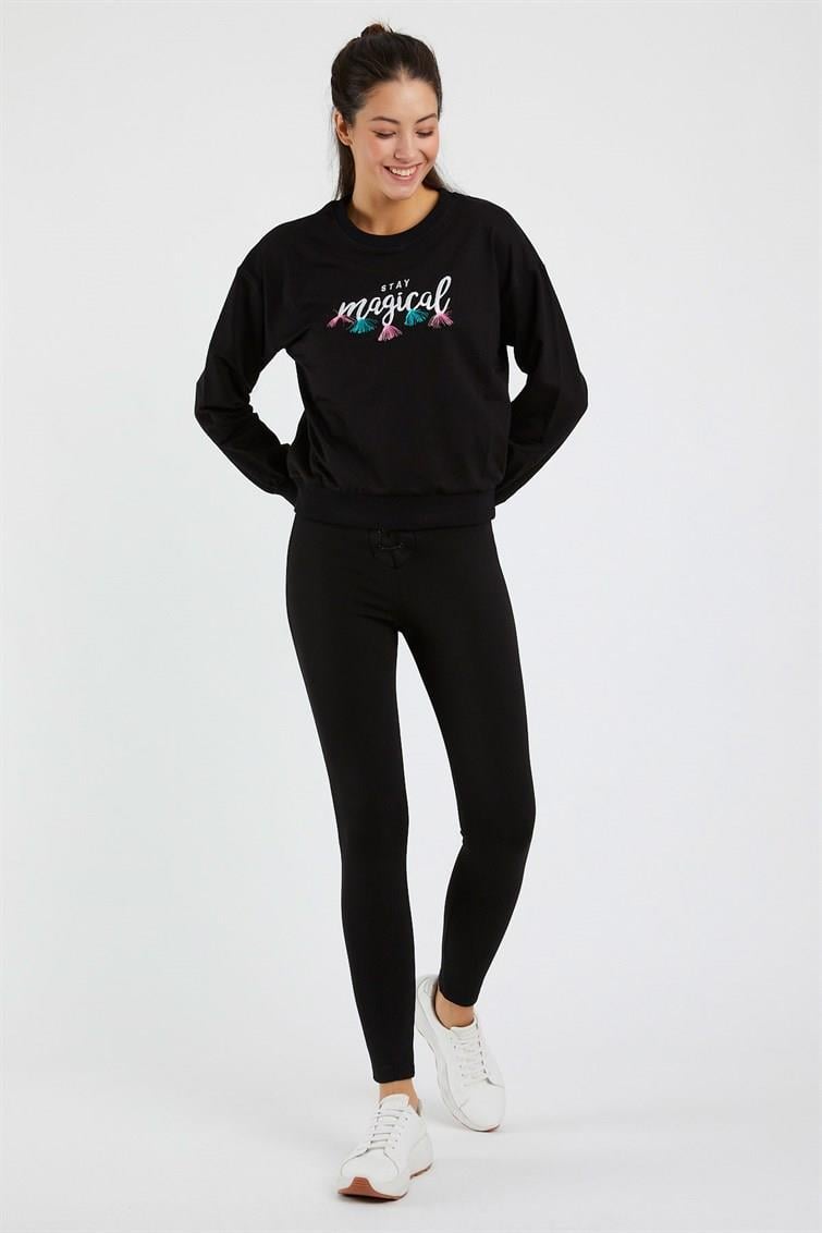 Magical Nakışlı Püsküllü Uzun Kollu Sweat 9099-1