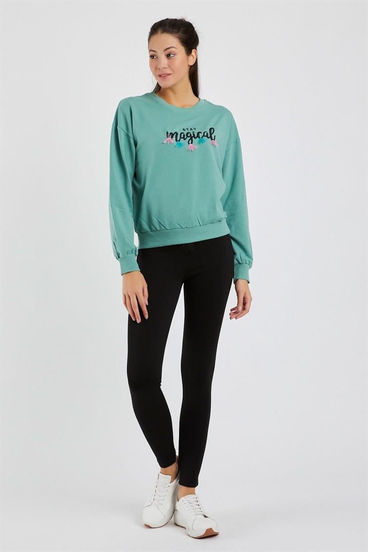 Magical Nakışlı Püsküllü Uzun Kollu Sweat 9099-1