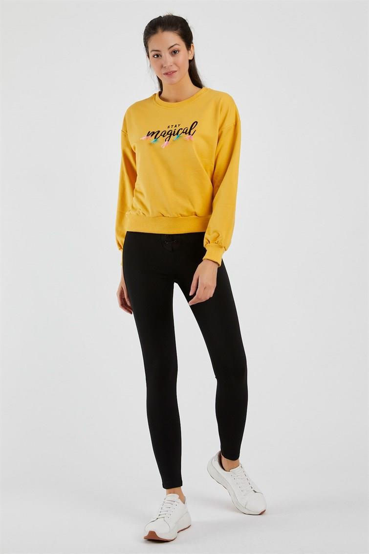 Magical Nakışlı Püsküllü Uzun Kollu Sweat 9099-1