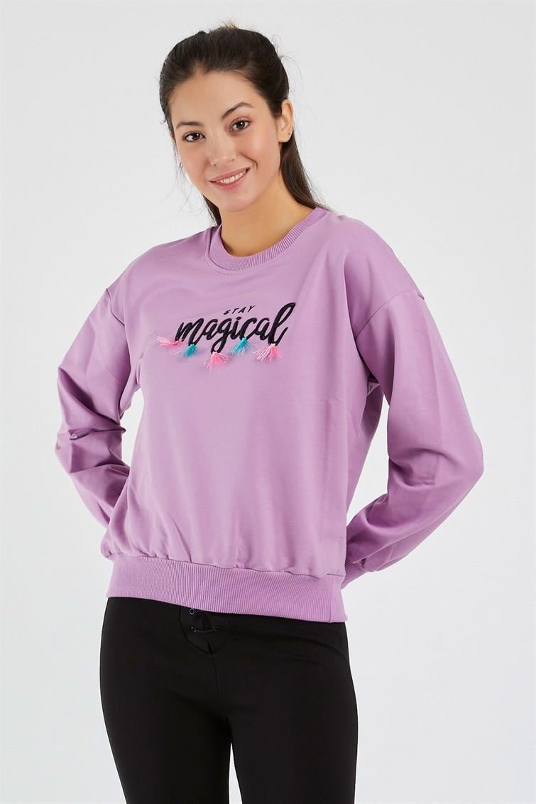 Magical Nakışlı Püsküllü Uzun Kollu Sweat 9099-1