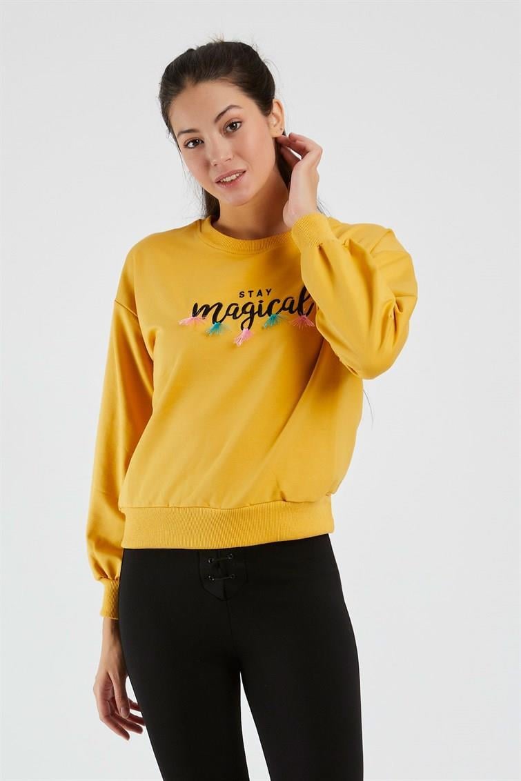 Magical Nakışlı Püsküllü Uzun Kollu Sweat 9099-1