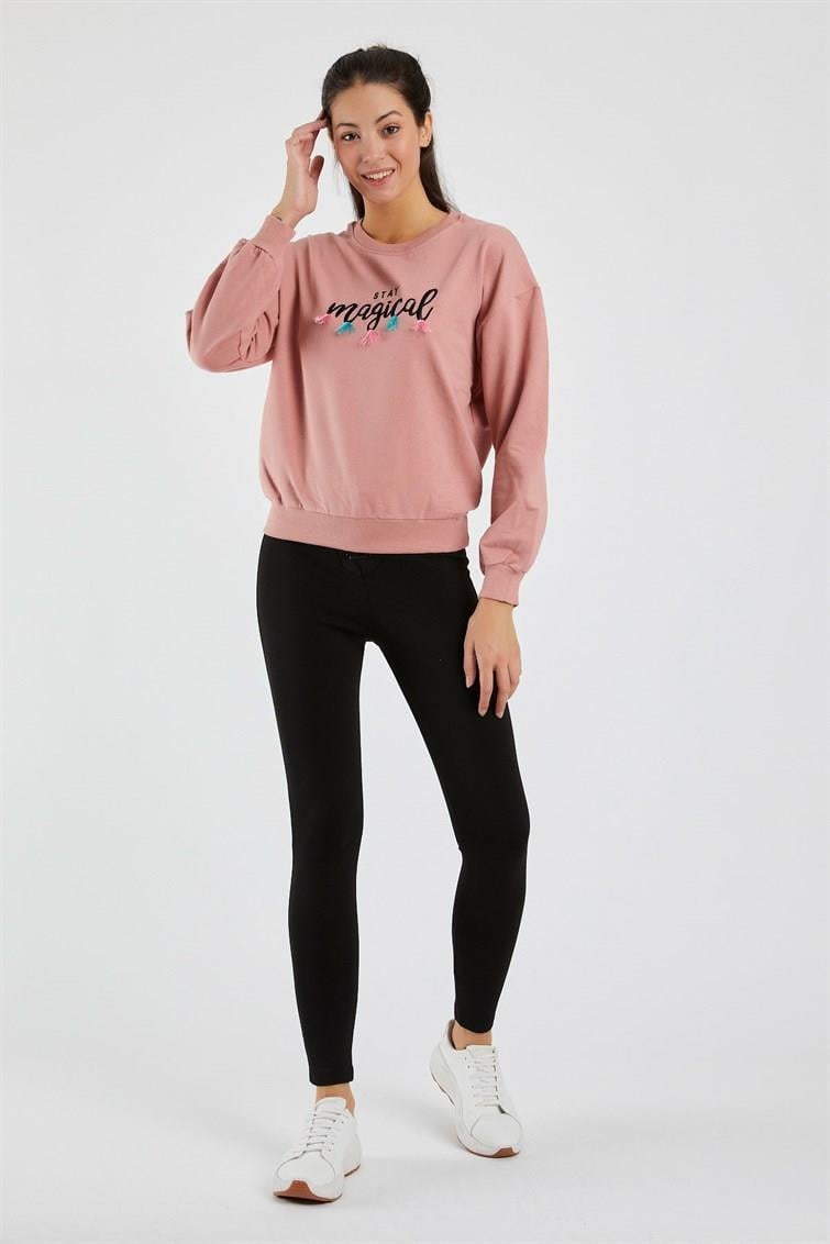 Magical Nakışlı Püsküllü Uzun Kollu Sweat 9099-1