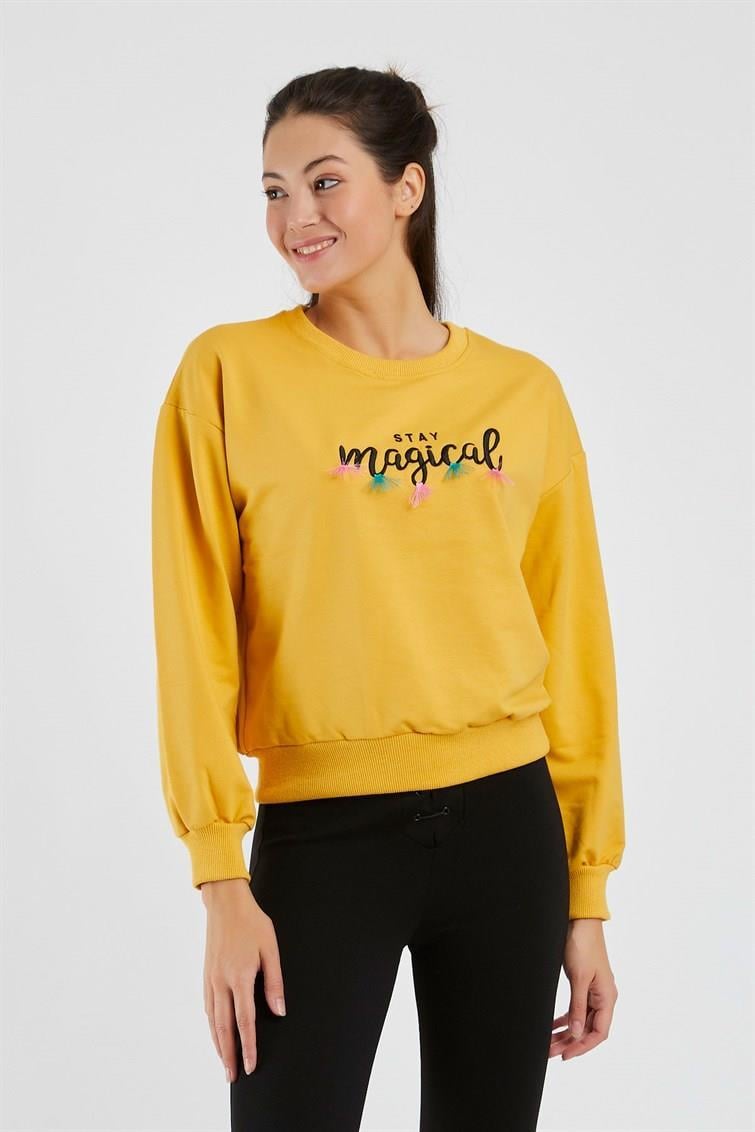 Magical Nakışlı Püsküllü Uzun Kollu Sweat 9099-1