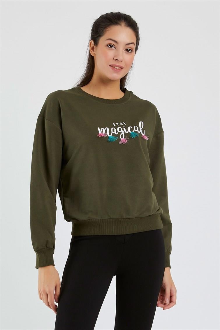Magical Nakışlı Püsküllü Uzun Kollu Sweat 9099-1