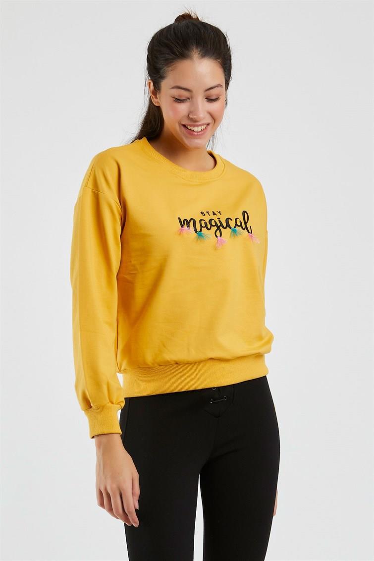 Magical Nakışlı Püsküllü Uzun Kollu Sweat 9099-1